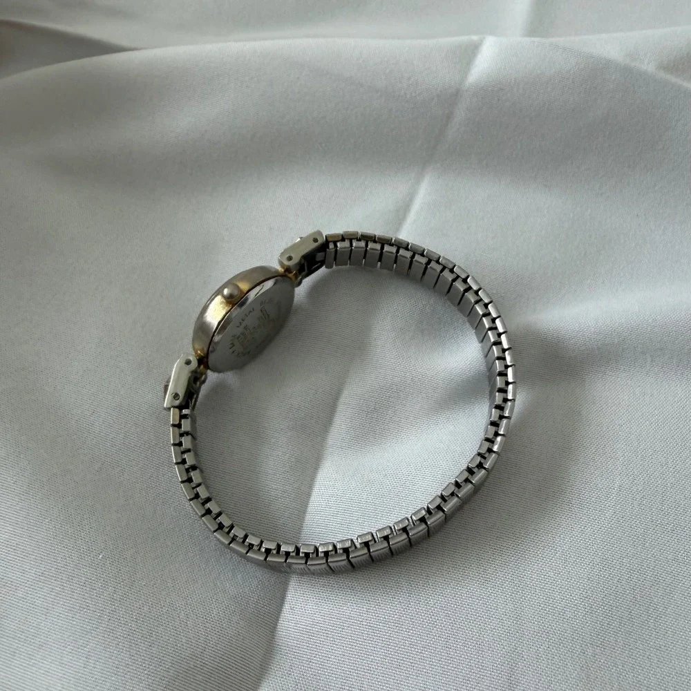 Watch-it Womens Quartz Watch Silver Gold Tone Expansion Band MOP Face